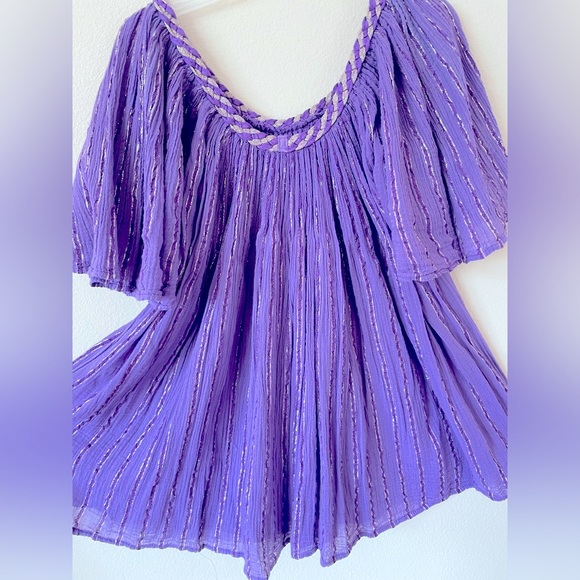 New Beautiful Purple Tops Purple with Gold Design Cotton material from Greece. - Picture 4 of 5